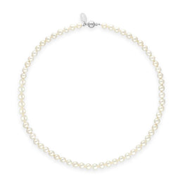 00180609 White Pearl 6mm Round Bead Necklace, N1117_18.