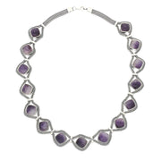 Sterling Silver Blue John Foxtail Cushion Fifteen Stone Necklace. n965.