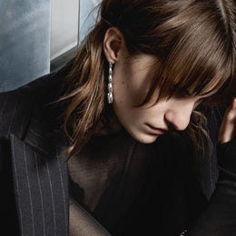 Georg Jensen Reflect Sterling Silver Graduated Links Long Drop Earrings