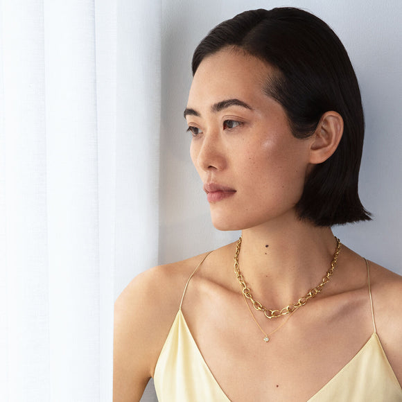 Georg Jensen Mercy 18ct Yellow Gold 0.05ct Diamond Solitaire Pendant