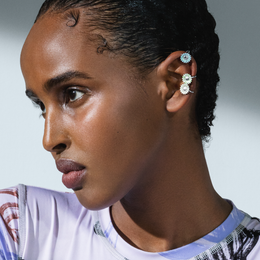 Georg Jensen Stine Goya Daisy Sterling Silver Green Single Ear Cuff