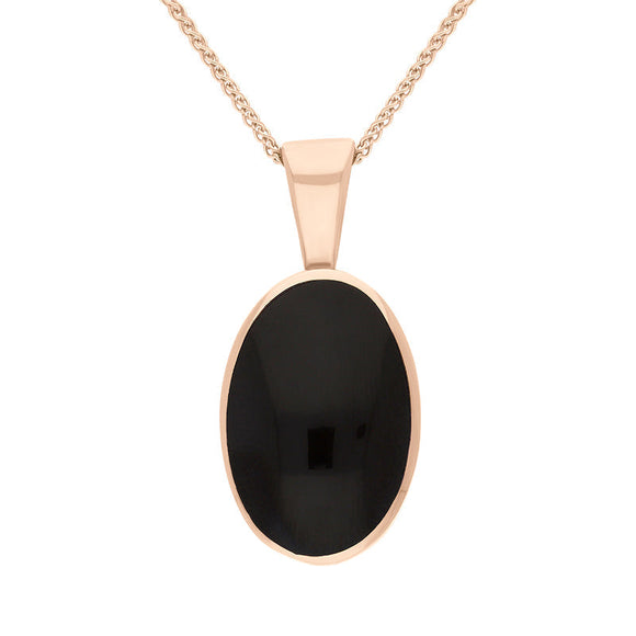 18ct Rose Gold Whitby Jet Oval Necklace. P019. 
