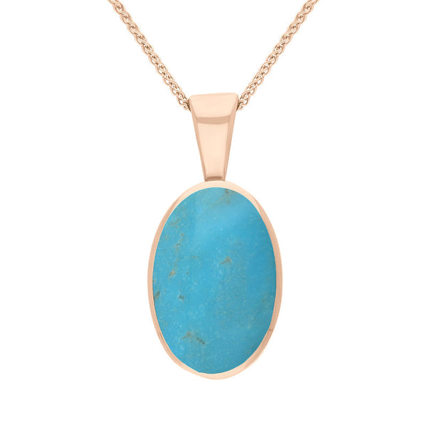 18ct Rose Gold Turquoise Oval Necklace. P019. 