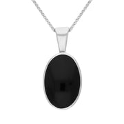 18ct White Gold Whitby Jet Oval Necklace. P019. 