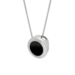 Sterling Silver Whitby Jet Framed Round Necklace
