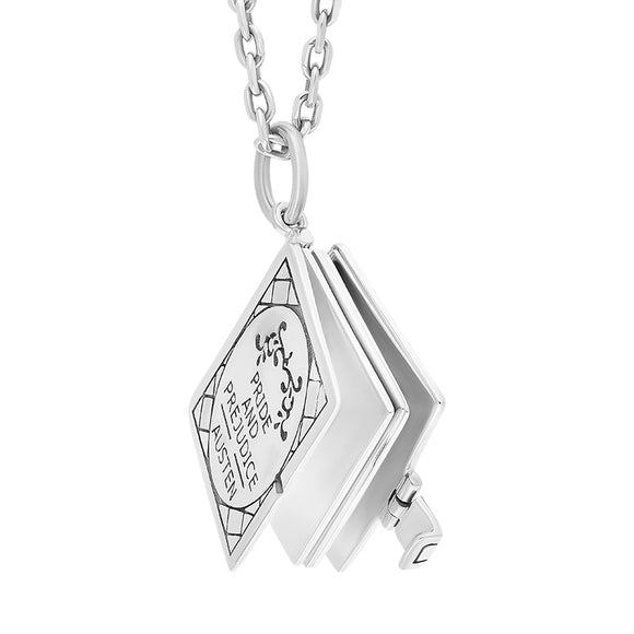 Sterling Silver Pride And Prejudice Hinged Book With Pages Charm Necklace