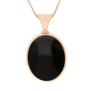 9ct Rose Gold Whitby Jet Lapis Lazuli Hallmark Double Sided Oval Necklace