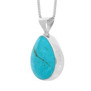 18ct White Gold Whitby Jet Turquoise Hallmark Double Sided Pear-shaped Necklace