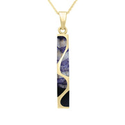 00122415 9ct Yellow Gold Blue John Four Stone Curved Oblong Necklace, P785. 