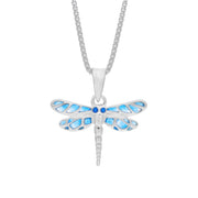 Sterling Silver Blue Enamel Dragonfly Pendant