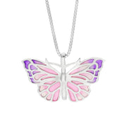 Sterling Silver Pink Enamel Butterfly Pendant