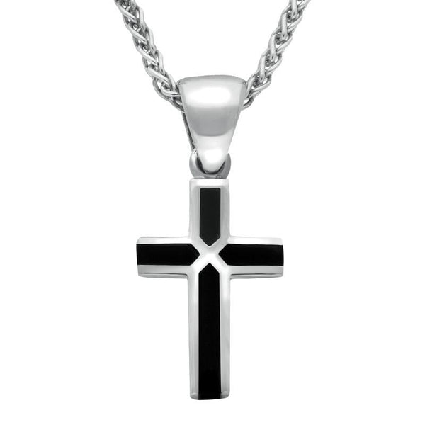 Pendant Whitby Jet And Silver 4 Stone Cross