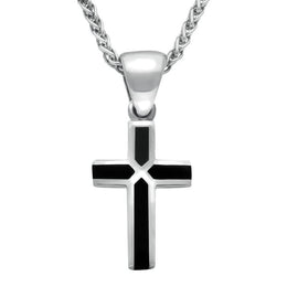 Pendant Whitby Jet And Silver 4 Stone Cross