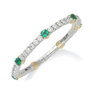 Picchiotti Xpandable 18ct White Gold Emerald and 6.46ct Diamond Bracelet