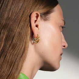 Georg Jensen Reflect 18ct Yellow Gold and Sterling Silver Large Hoop Earrings