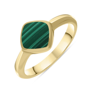 9ct Yellow Gold Malachite Curved Square Cushion Ring, R406