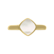 9ct Yellow Gold Mother of Pearl Cushion Ring, R406.