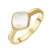 9ct Yellow Gold Mother of Pearl Cushion Ring, R406.
