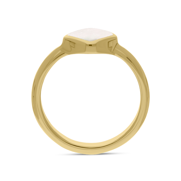 9ct Yellow Gold Mother of Pearl Cushion Ring, R406.
