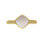 9ct Yellow Gold Pink Mother of Pearl Cushion Ring, R406.