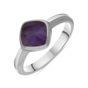 Sterling Silver Blue John Cushion Ring, R406.