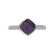 Sterling Silver Blue John Cushion Ring, R406.