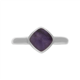 Sterling Silver Blue John Cushion Ring, R406.