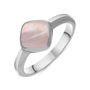 Sterling Silver Pink Mother of Pearl Cushion Ring, R406.