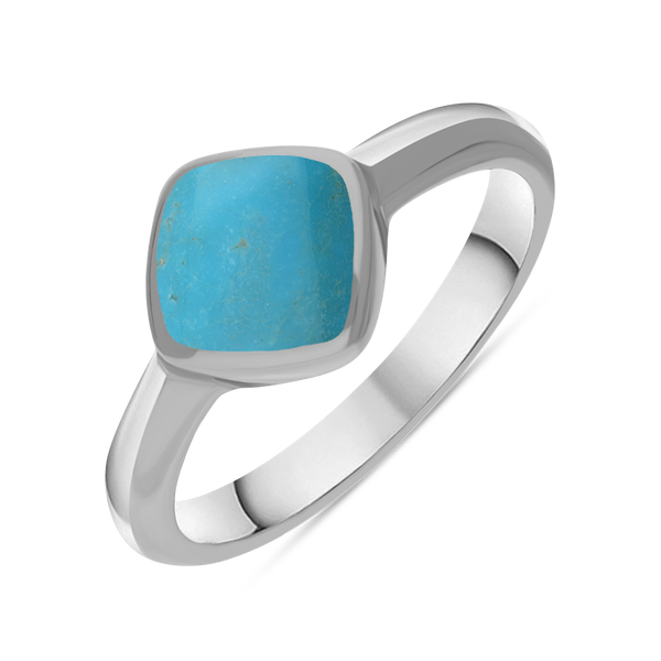 Sterling Silver Turquoise Cushion Ring, R406.