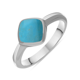 Sterling Silver Turquoise Cushion Ring, R406.