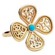 Rebecca Sellors Ring Flore 4 Petal Turquoise 9ct Yellow Gold R807