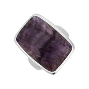 00113907 C W Sellors Sterling Silver Blue John Large Long Chunky Oblong Ring, R836.