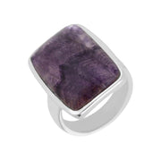 00113907 C W Sellors Sterling Silver Blue John Large Long Chunky Oblong Ring, R836.