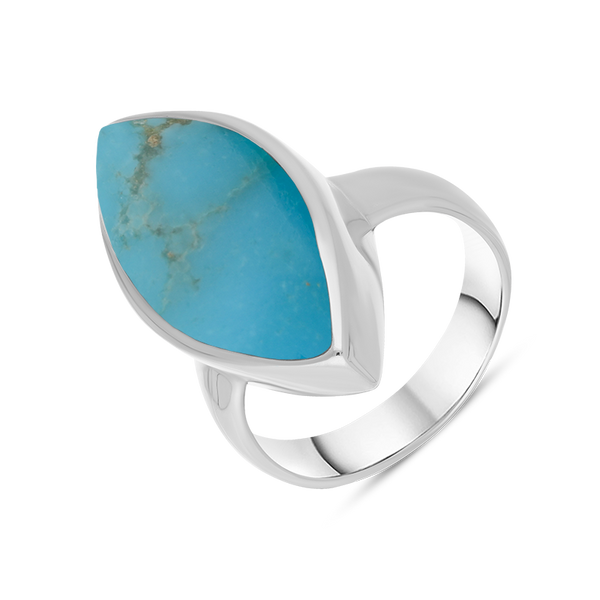 Sterling Silver Turquoise Marquise Ring, R837.