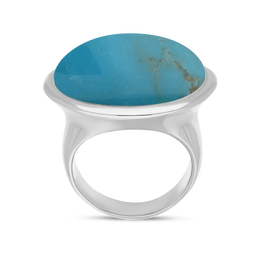 Sterling Silver Turquoise Wide Oval Flow Ring, R839.