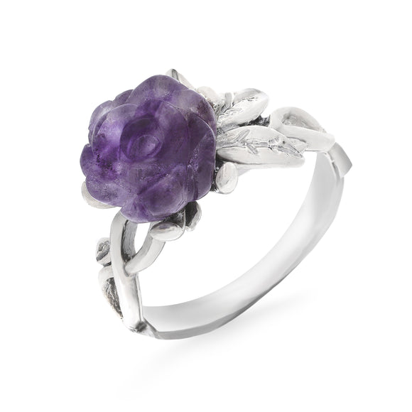 Sterling Silver 10mm Blue John Tuberose Rose Leaf Twist Ring - Medium (Size M)