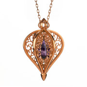 Rose Gold Vermeil Blue John Flore Filigree Small Necklace P2338C