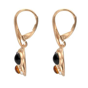 Rose Gold Vermeil Whitby Jet Amethyst Amber Bubble Drop Earrings, E2529.