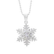 Silver &amp; White Cz/Blue John 20Mm Snowflake Pendant

