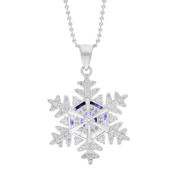 Silver &amp; White Cz/Blue John 26Mm Snowflake Pendant