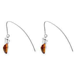 Sterling Silver Amber Bee Small Hook Earrings, E2438.
