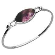 Sterling Silver Blue John Oval Slim Bangle. B018.