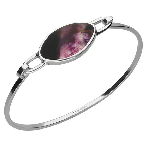 Sterling Silver Blue John Oval Slim Bangle. B018.