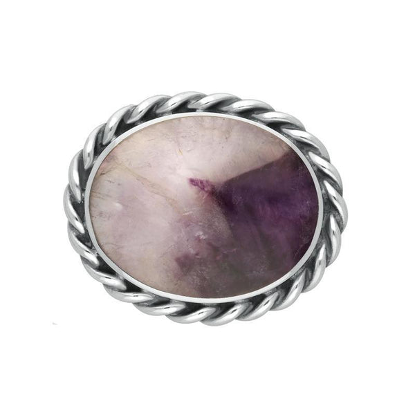 Sterling Silver Blue John Rope Edge Oval Brooch M181