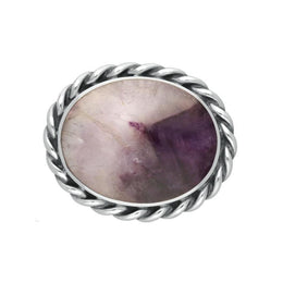 Sterling Silver Blue John Rope Edge Oval Brooch M181