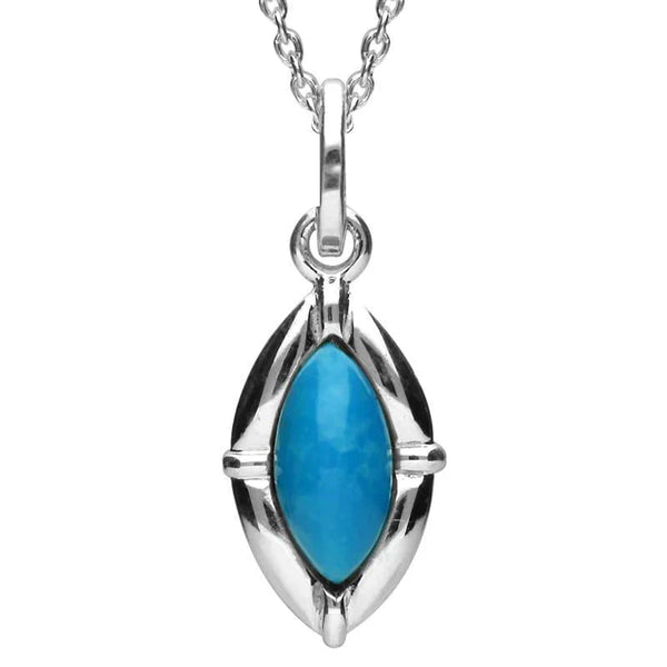 Silver Turquoise Petite Marquise Pendant Necklace P2092