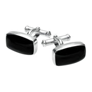 Sterling Silver Whitby Jet Barrel Cufflinks CL130