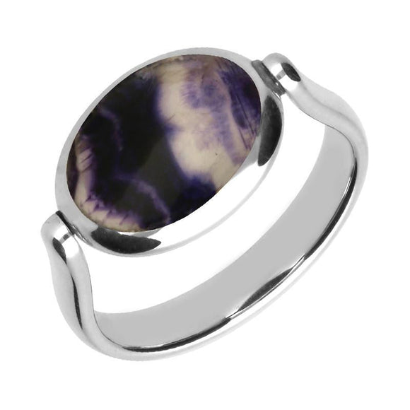 Silver Whitby Jet Blue John Double Sided Stone Flip Ring 00143780
