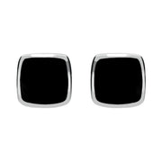 Silver Whitby Jet Dinky Cushion Stud Earrings E279