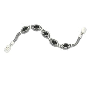 Silver Whitby Jet Foxtail Five Stone Marquise Bracelet B966